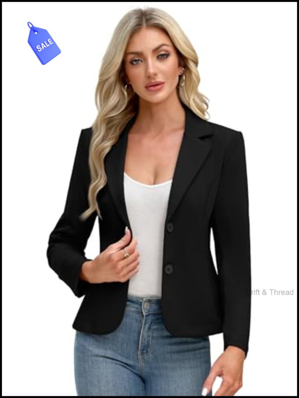 Women's Knit Blazer Business Casual Long Sleeve Office Jacket